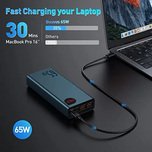 Baseus Power Bank, 65W 20000mAh Laptop Portable Charger