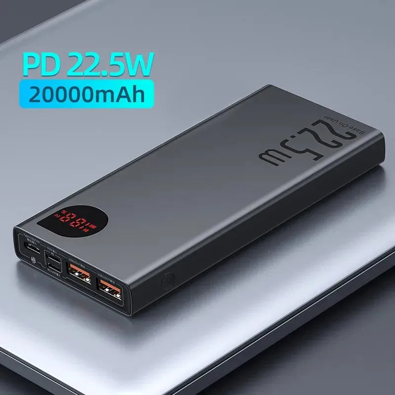 Baseus Ultra-Fast Charging Power Bank: 20000mAh Capacity with Digital Display