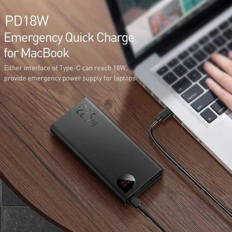 Baseus Ultra-Fast Charging Power Bank: 20000mAh Capacity with Digital Display