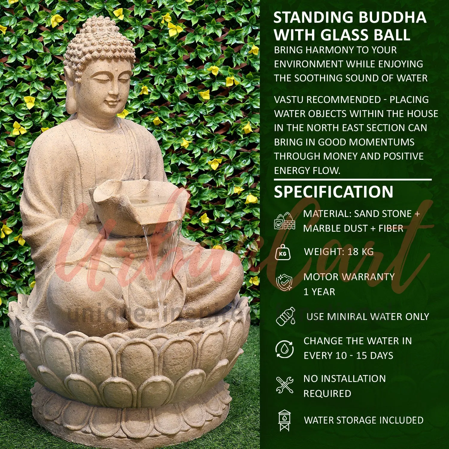 Big Lotus Buddha Indoor Outdoor Water Fountain