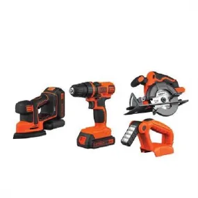 Black Decker BD4KITCDCMSL Combination Kit, Battery Included, 20 V, 4-Tool, Lithium-Ion Battery