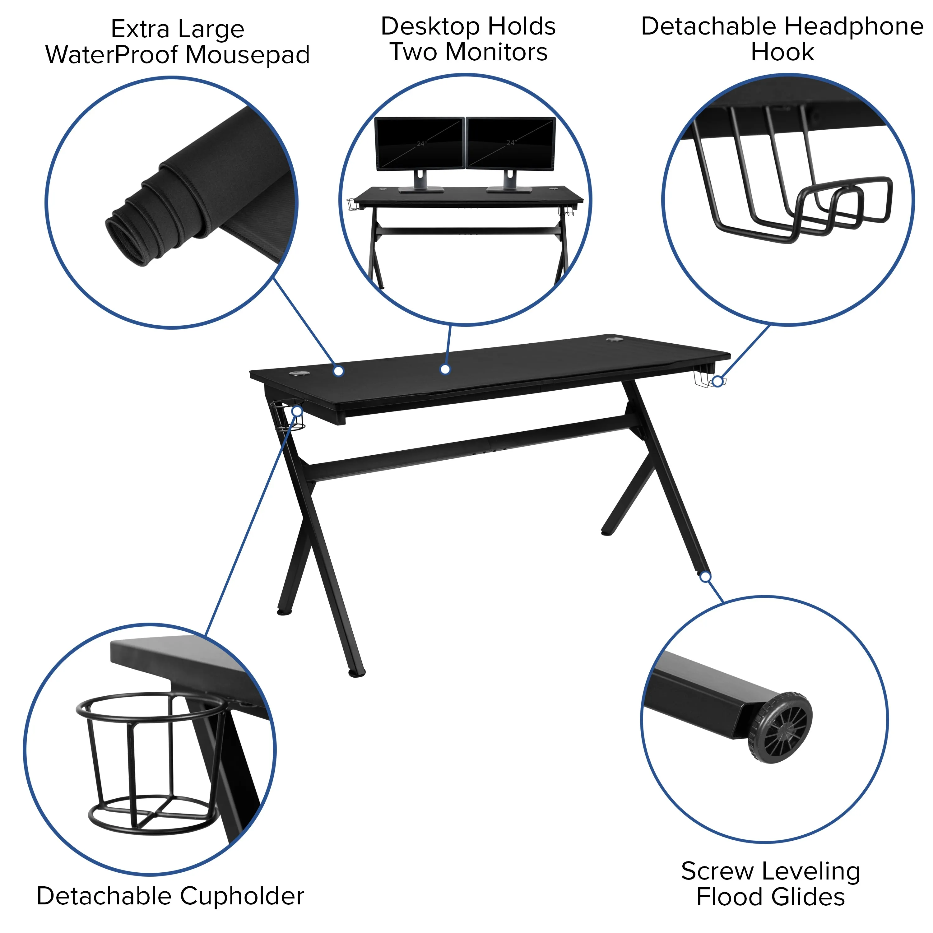 Black Gaming Desk & Chair Set BLN-X20D1904L-BK-GG