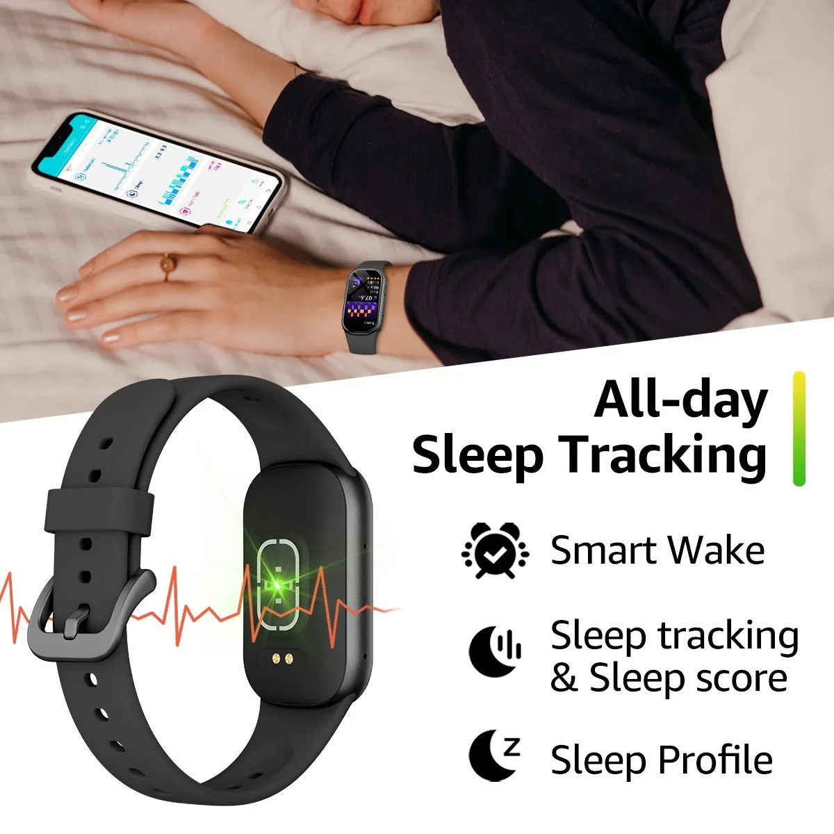 Black Smart Fitness Tracker with Bluetooth Calling, Heart Rate, Blood Pressure, Blood Oxygen, and Sports Modes