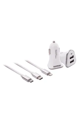 Blackcat Dual USB Mobile Charger with 3 in 1 Braided Cable