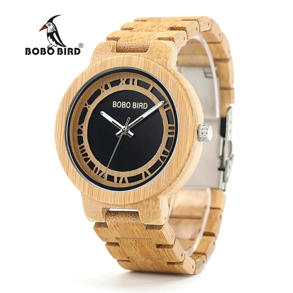 BOBO BIRD WN19 Wooden Watch Roman Digital Face Top Brand Luxury Clock for Men Accept Logo Laser Customized Item Dropshipping