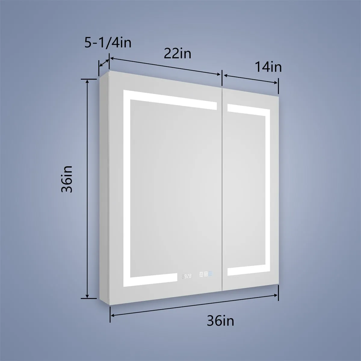 Boost-M2 30" W x 36" H Bathroom Light Medicine Cabinets Recessed or Surface Defogger, Dimmer, Clock，Outlets & USB