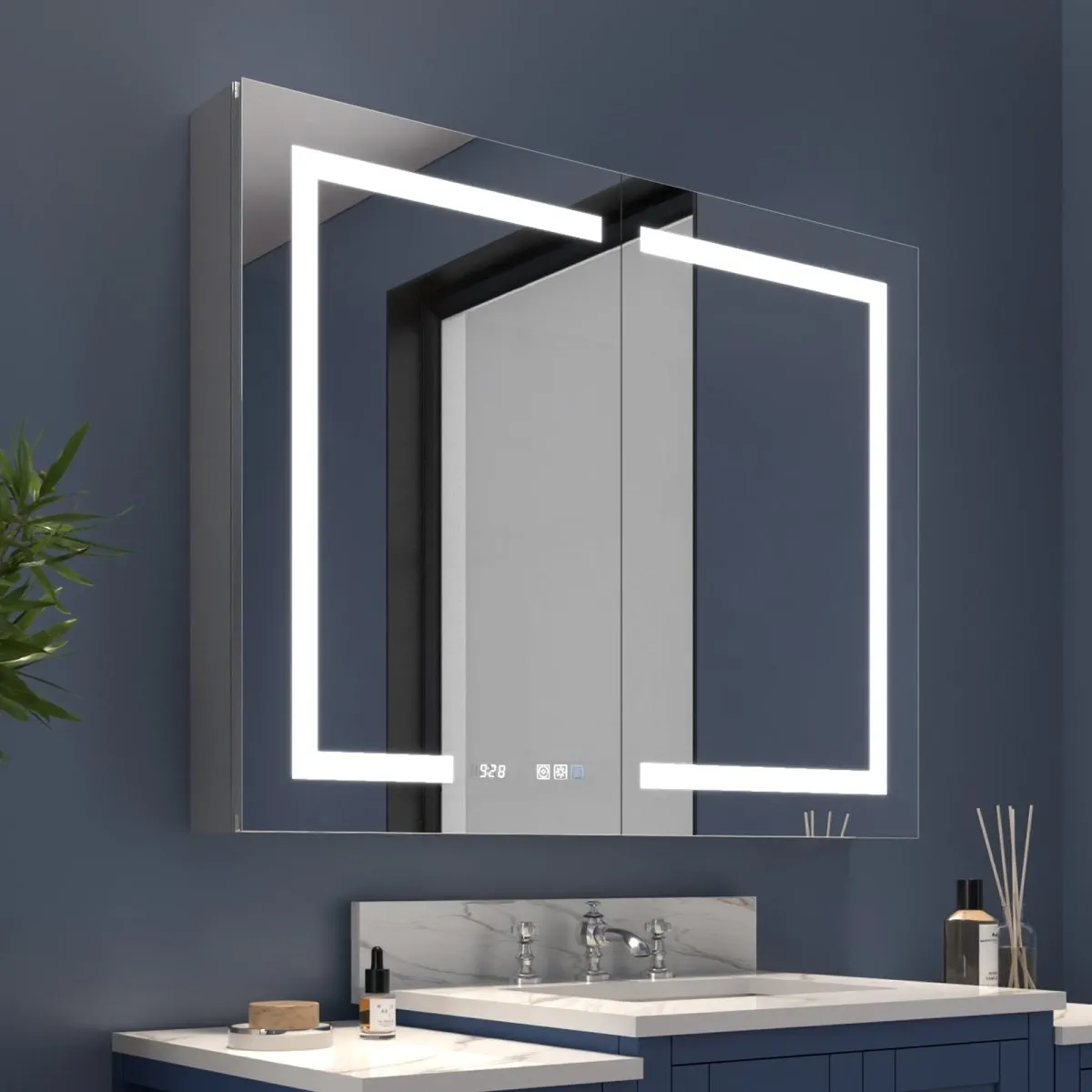 Boost-M2 40" W x 32" H Bathroom Light Medicine Cabinets with Vanity Mirror Recessed or Surface