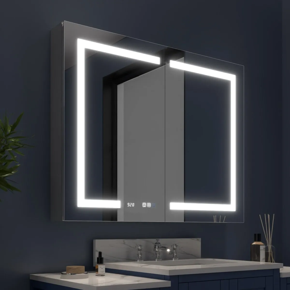 Boost-M2 40" W x 32" H Bathroom Light Medicine Cabinets with Vanity Mirror Recessed or Surface