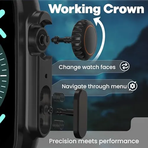 Boult Newly Launched Crown Pro Smart Watch 2.01'' AMOLED, BT Calling, Working Crown, AOD, Zinc Alloy Frame, 650 Nits Brightness, AI Voice Assistant, SpO2 Monitoring, 120  Sports Mode (Phantom Black)