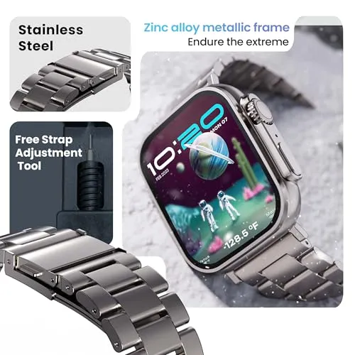 Boult Newly Launched Crown Smart Watch 1.95'' Display, Bluetooth Calling, Working Crown, Zinc Alloy Frame, 900 Nits Brightness, AI Voice Assistant, SpO2 Monitoring, 100  Sports Mode (Silver)