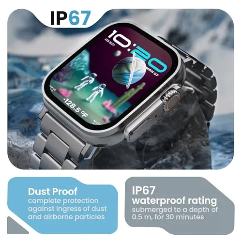 Boult Newly Launched Crown Smart Watch 1.95'' Display, Bluetooth Calling, Working Crown, Zinc Alloy Frame, 900 Nits Brightness, AI Voice Assistant, SpO2 Monitoring, 100  Sports Mode (Silver)