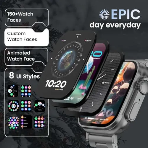 Boult Newly Launched Crown Smart Watch 1.95'' Display, Bluetooth Calling, Working Crown, Zinc Alloy Frame, 900 Nits Brightness, AI Voice Assistant, SpO2 Monitoring, 100  Sports Mode (Silver)