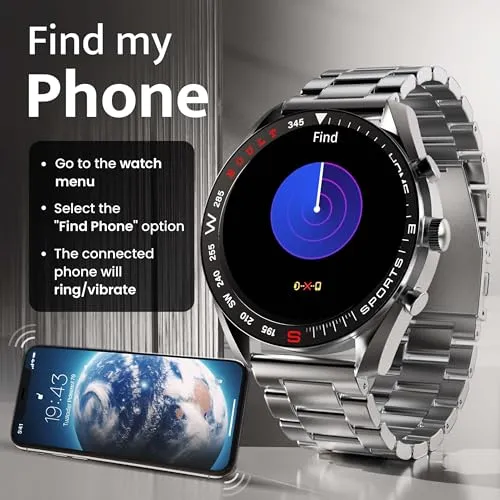 Boult Newly Launched Mirage Smart Watch 1.39''HD Screen, Bluetooth Calling, IP67, Zinc Alloy Frame, 500 Nits Brightness, AI Voice Assistant, SpO2 Monitoring, 120  Sports Mode (Inox Steel)