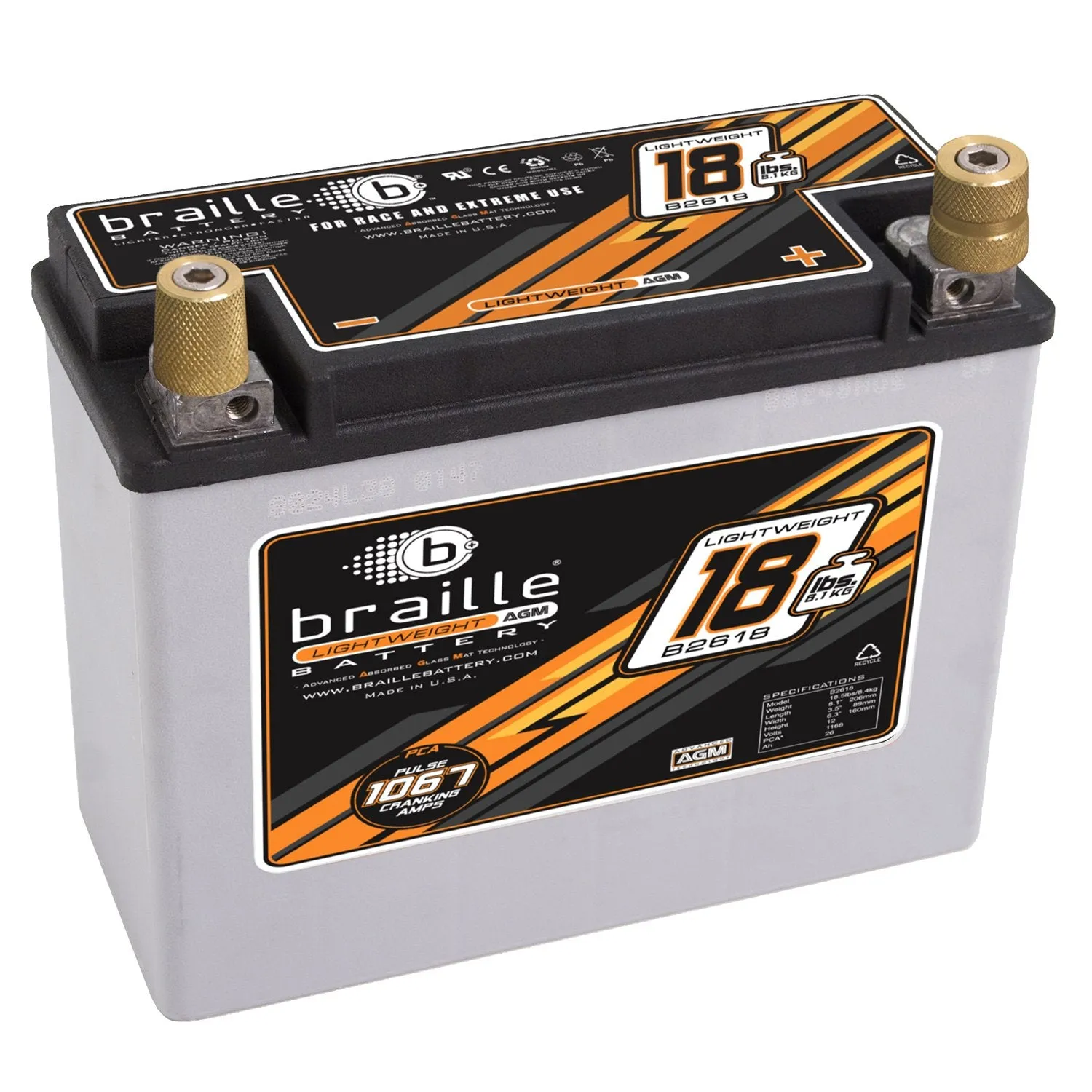 Braille Lightweight AGM battery - 18lbs