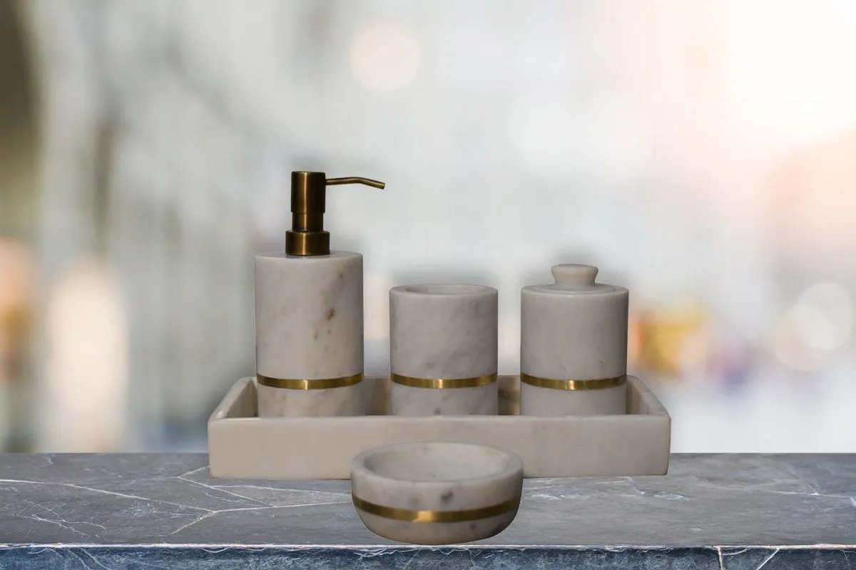 Brass Inlay Bathroom Set of 5