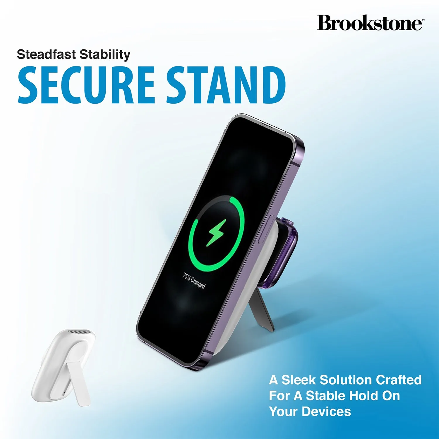 Brookstone Magnetic Charging Wireless Power Bank With Stand & 5000mAh Portable Magnetic Power Bank Charger Fast Charger Battery Pack For iPhone, iWatch, and Airpods