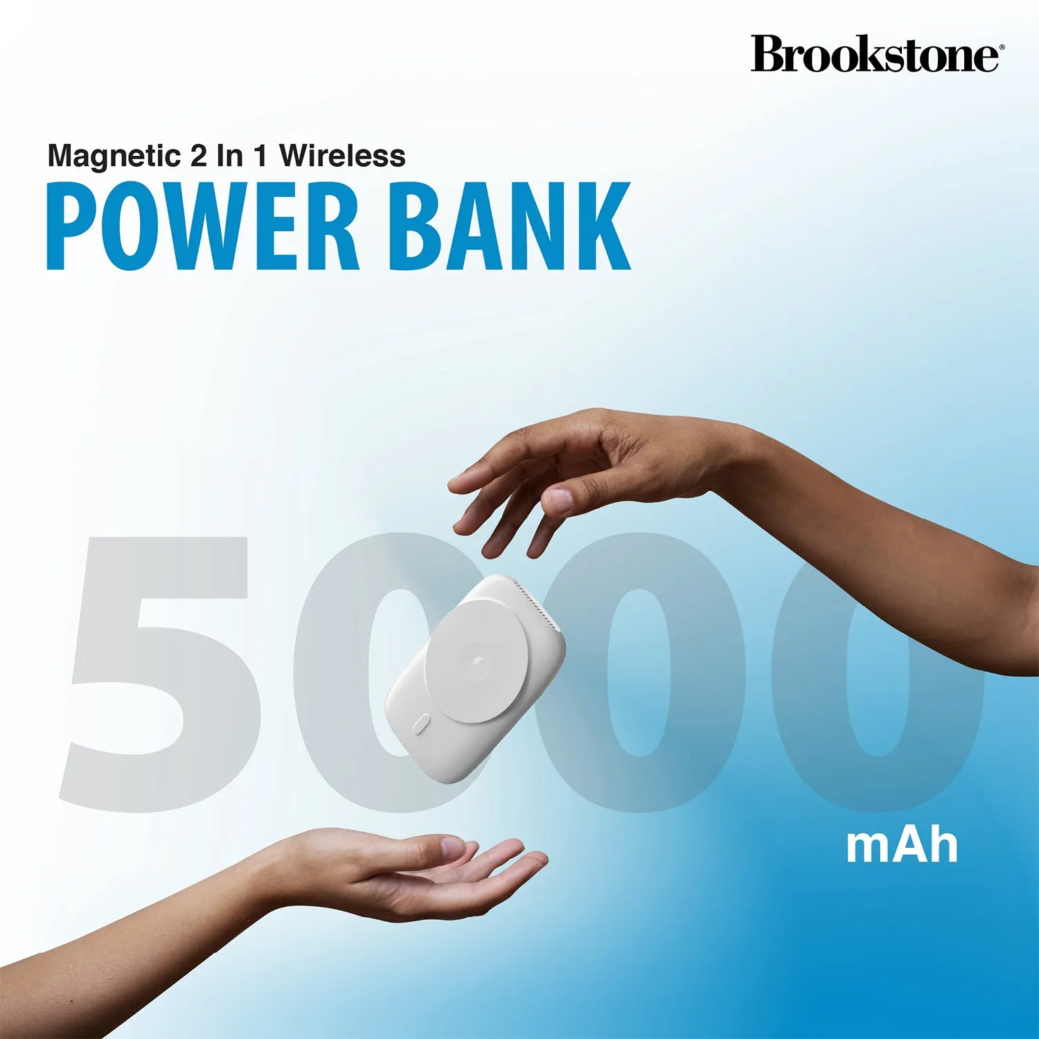 Brookstone Magnetic Charging Wireless Power Bank With Stand & 5000mAh Portable Magnetic Power Bank Charger Fast Charger Battery Pack For iPhone, iWatch, and Airpods