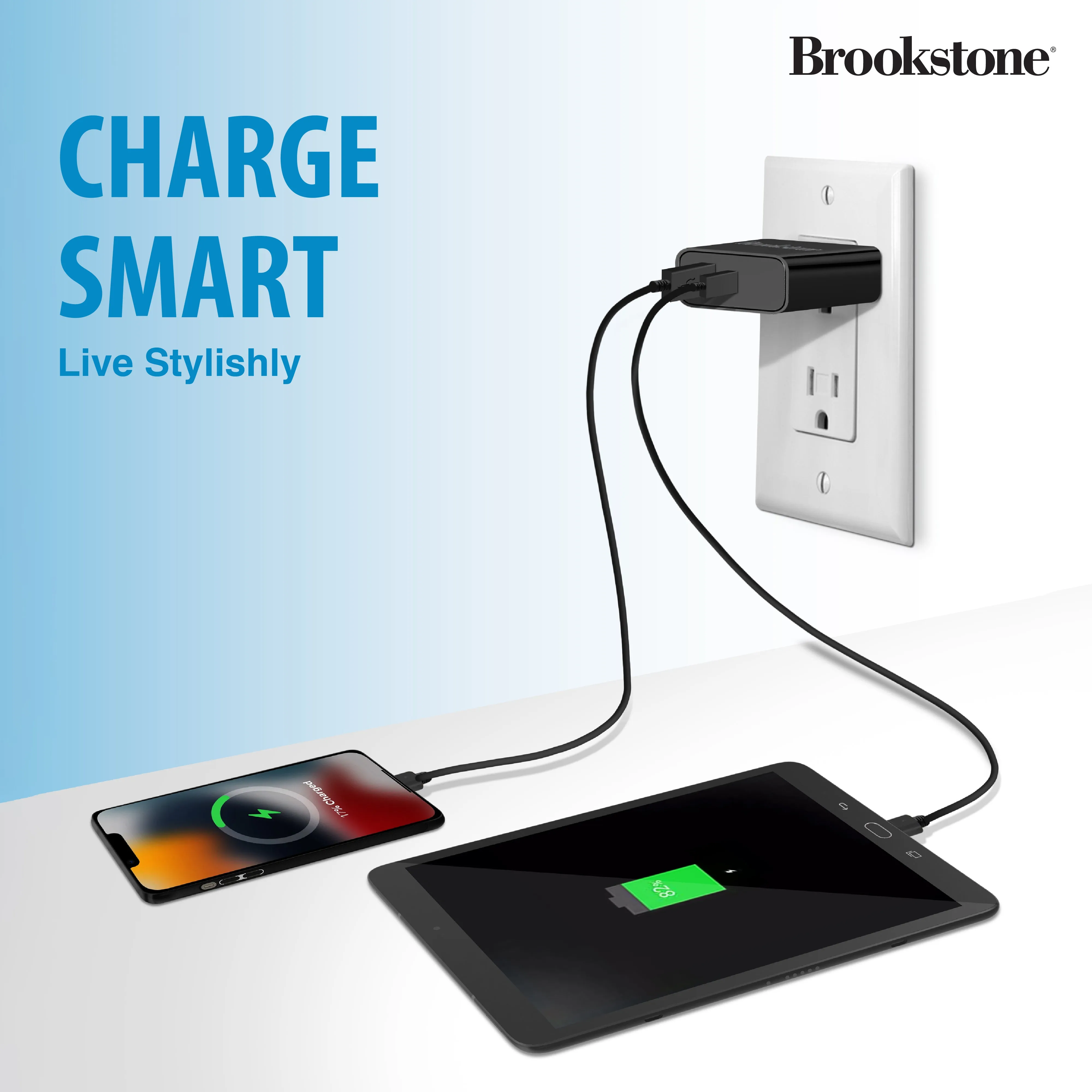 Brookstone PD 20 2 Port Wall Charger- USB-C and USB-A Ports