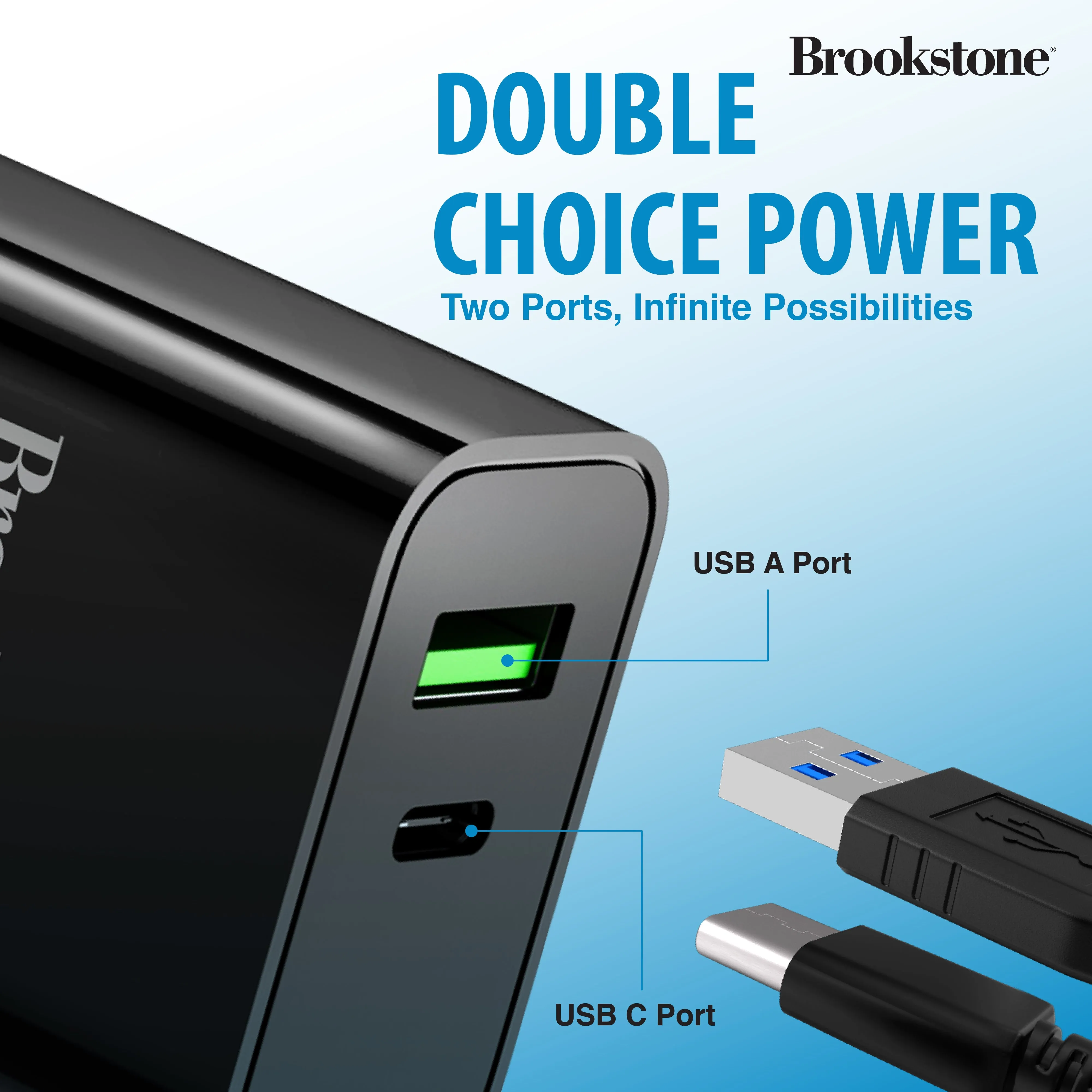 Brookstone PD 20 2 Port Wall Charger- USB-C and USB-A Ports