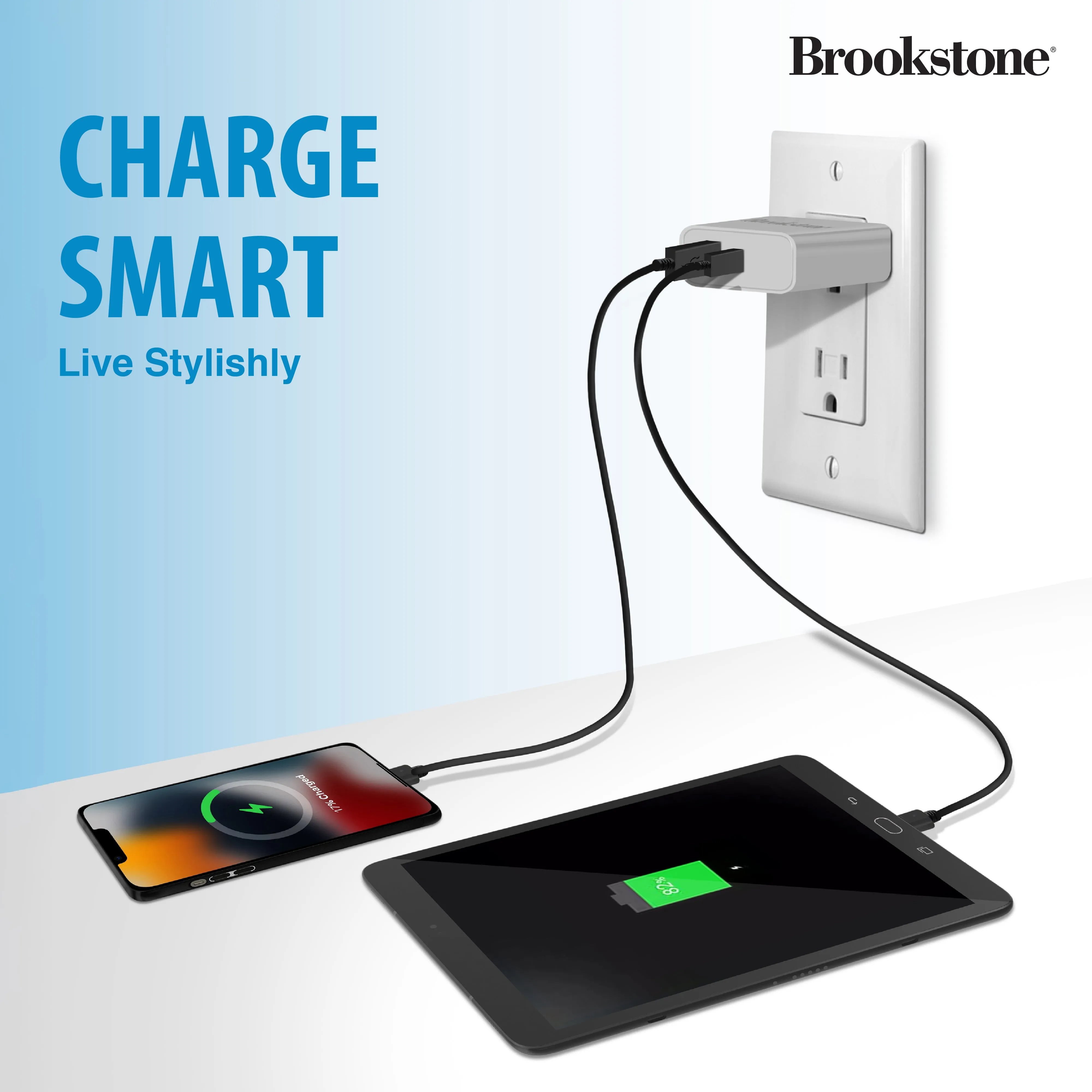 Brookstone PD 20 2 Port Wall Charger- USB-C and USB-A Ports