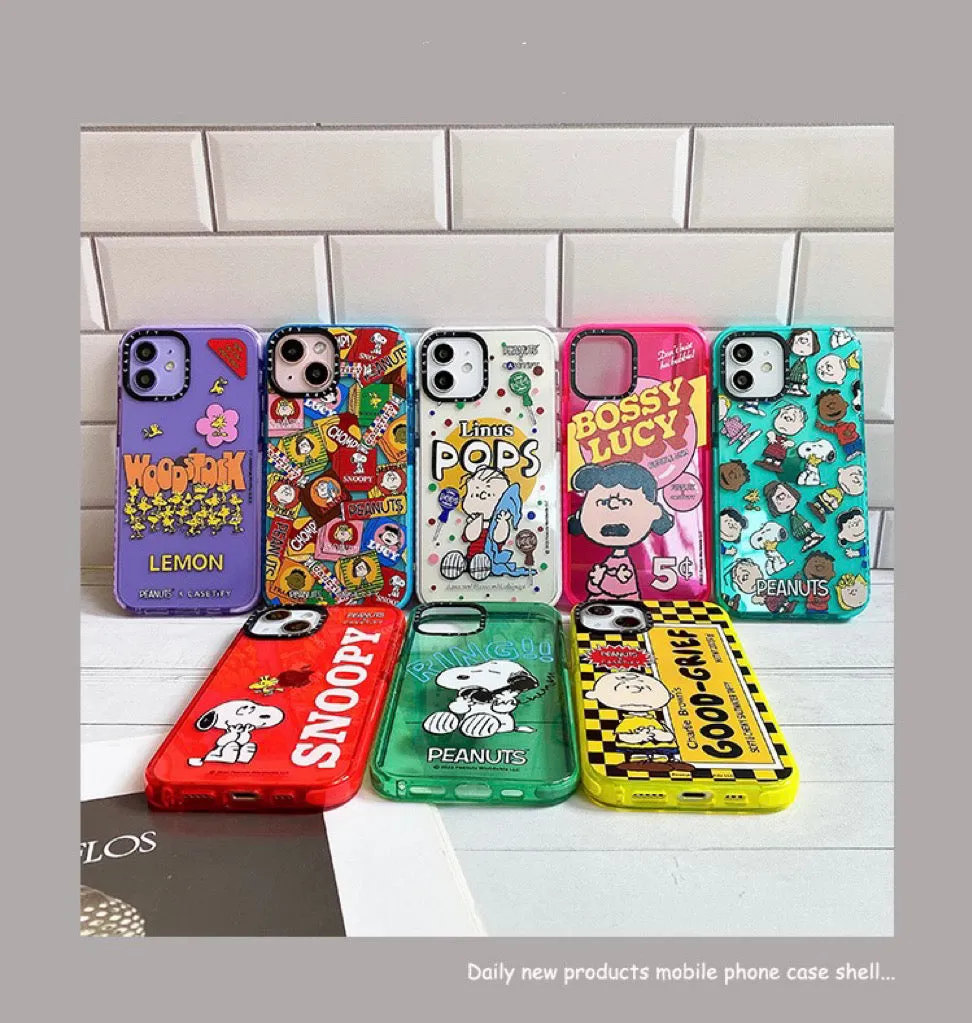 Cartoon Design Cute White Dog and Friends Charlie Sally Linus Colourful iPhone Case 6 7 8 PLUS SE XS XR X 11 12 13 14 15 Pro Pro Max