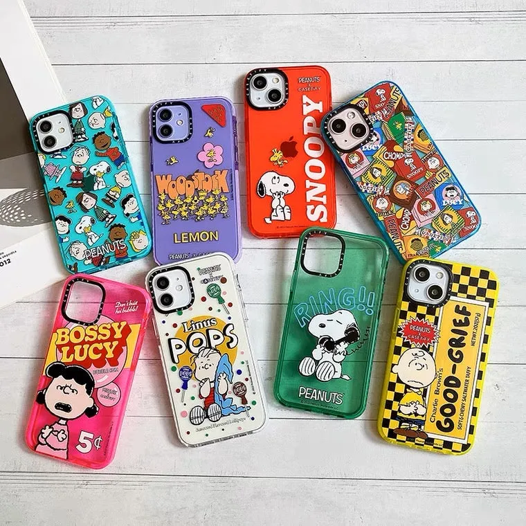 Cartoon Design Cute White Dog and Friends Charlie Sally Linus Colourful iPhone Case 6 7 8 PLUS SE XS XR X 11 12 13 14 15 Pro Pro Max