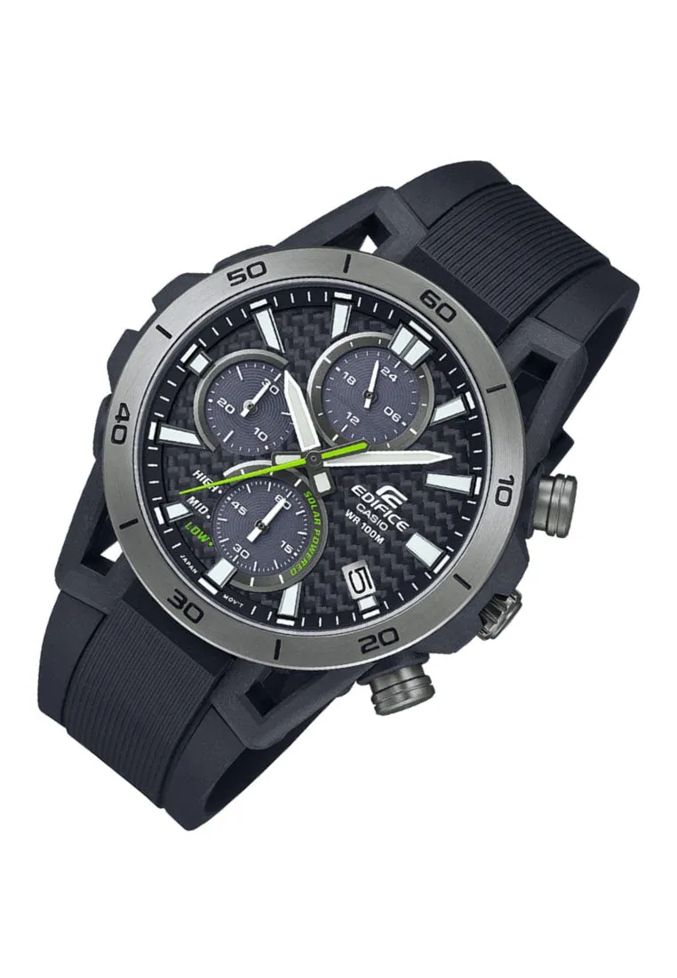 Casio Edifice EQS-960PB-1A Chronograph Rubber Strap Solar Watch for Men