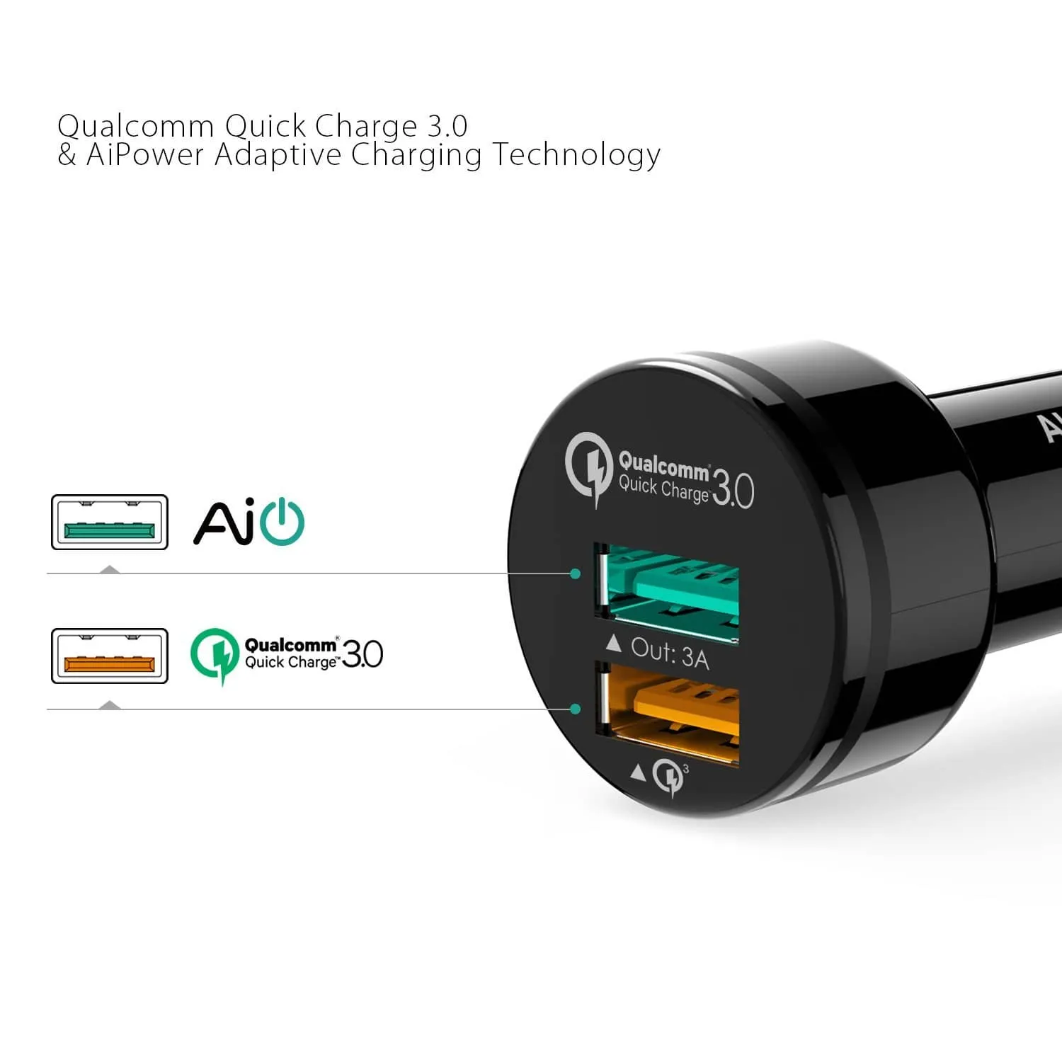 CC-T7 36W Quick Charge 3.0 Car Charger   USB C To Micro USB Converter