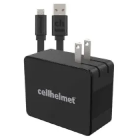 Cellhelmet Quick Charge 3.0 Wall Charger & 3ft Flat Micro USB Cable (Black)