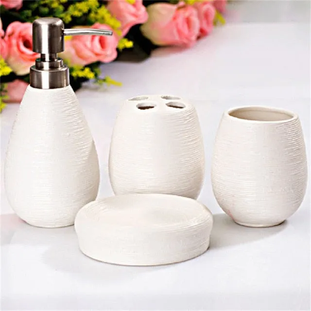 Ceramic Bathroom Sets Bathroom 4 pieces Creative Home Bathroom Toiletries Set Electric Toothbrush Holder Gift Bathroom Accessori