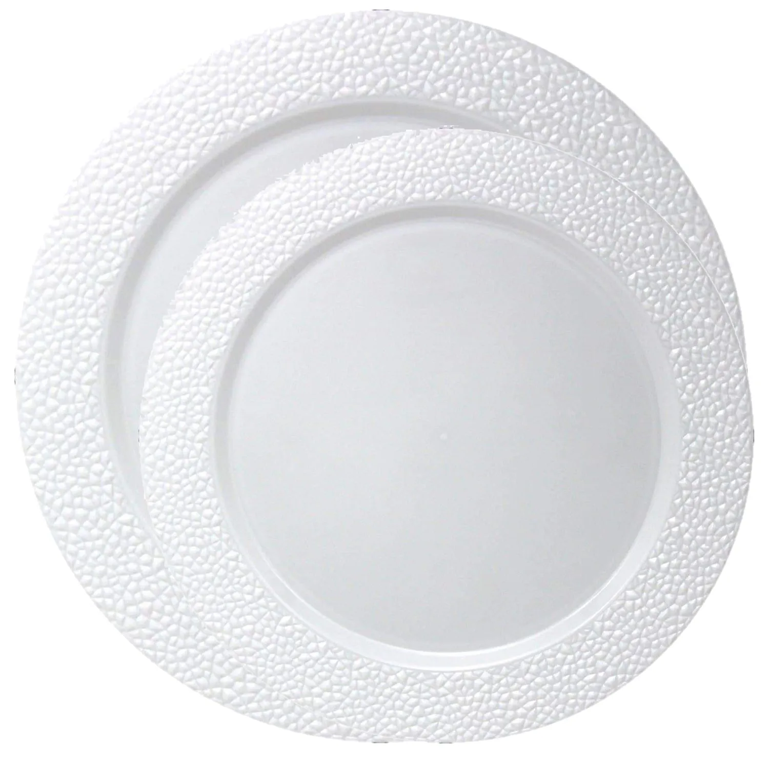 Charger Hammered Design Plates White 13" 2CT