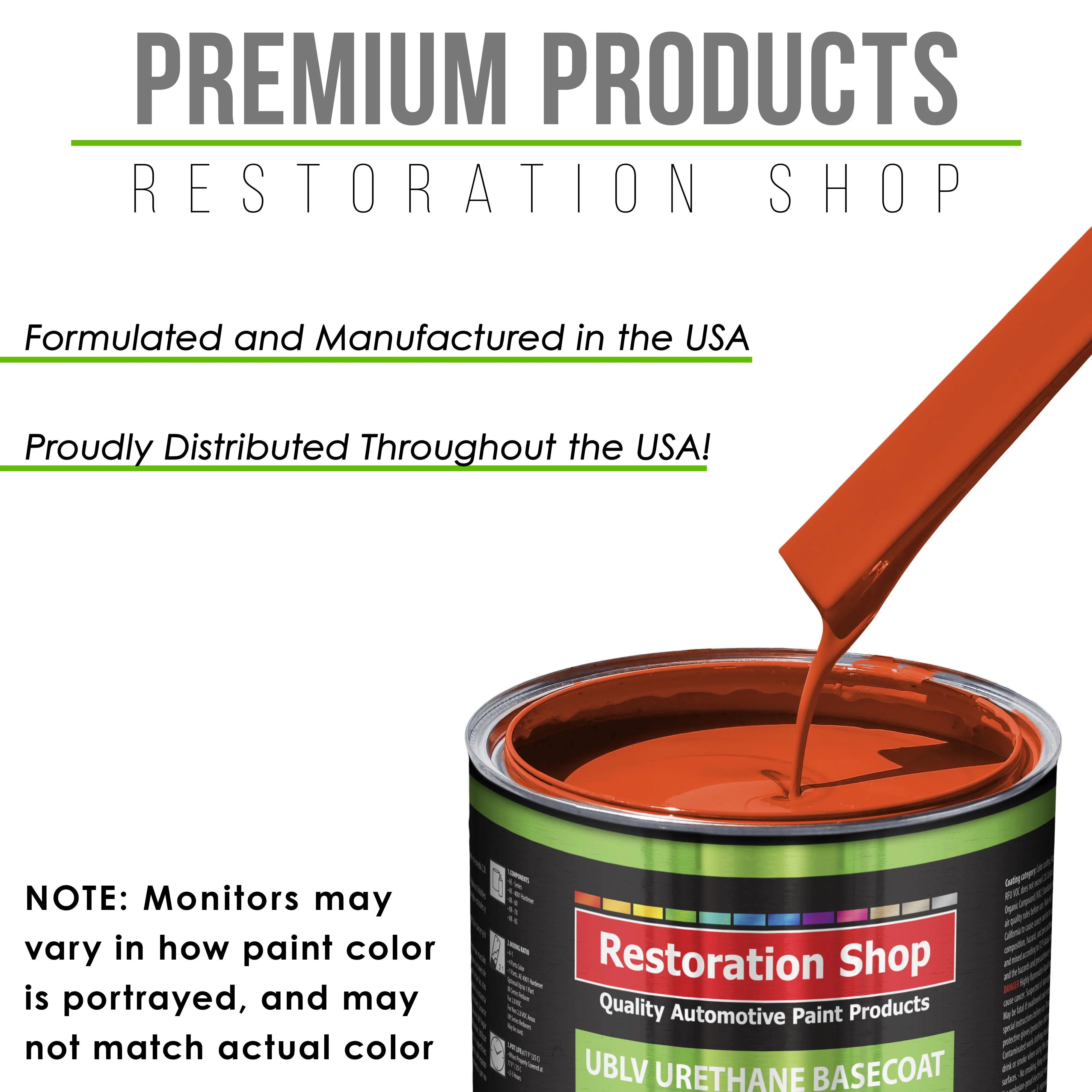 Charger Orange - LOW VOC Urethane Basecoat Auto Paint - Quart Paint Color Only - Professional High Gloss Automotive Coating