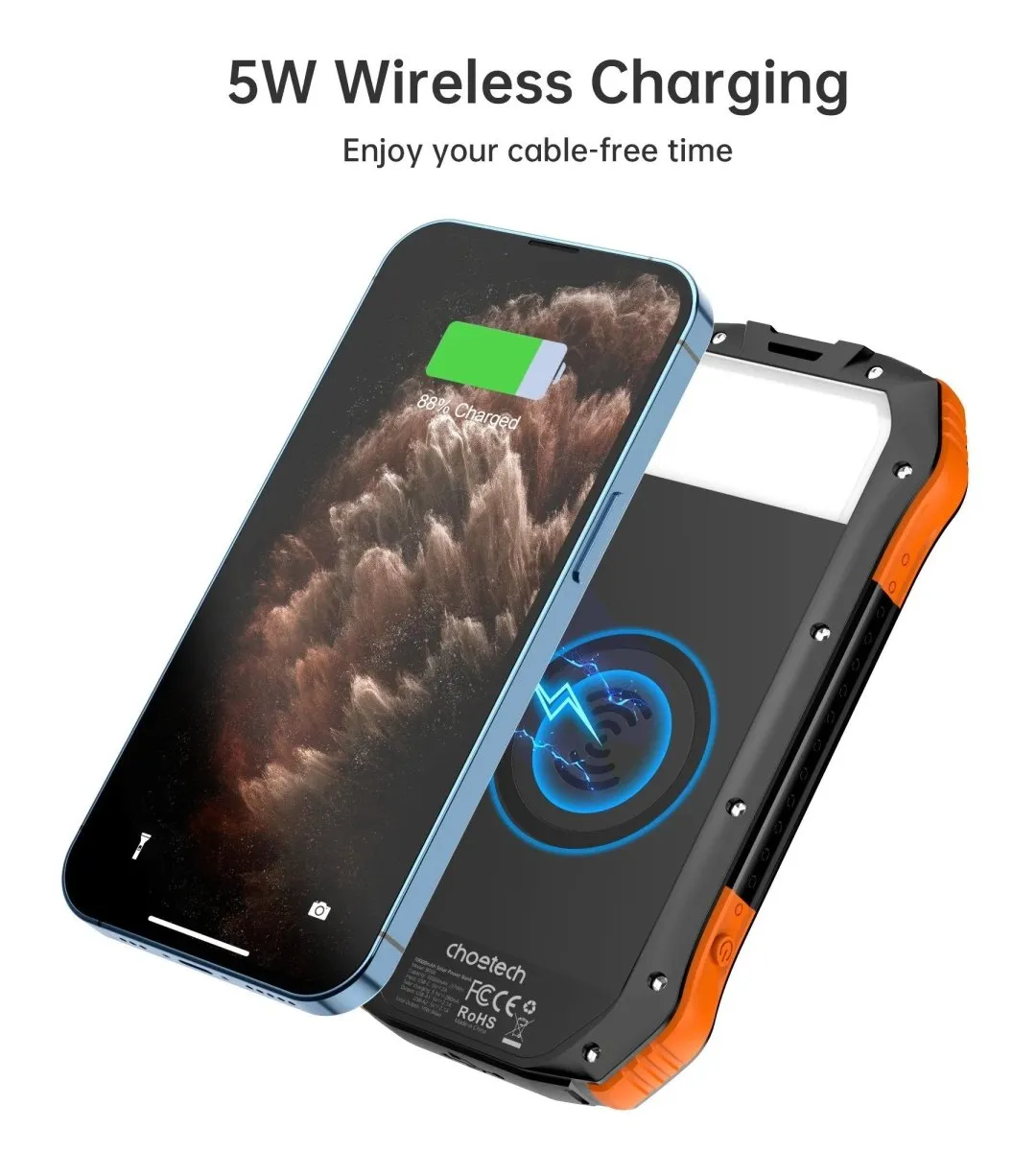 CHOETECH B659 10000mAh Solar Power Bank Wireless Charging Portable Charger