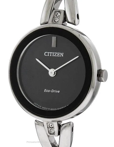 Citizen Eco-Drive Womens Silhouette - Swarovski Crystals -Stainless - Black Dial