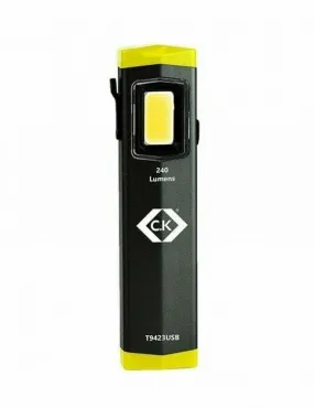 CK T9423USB Micro / Mini 240 Lumens COB-LED Magnetic Rechargeable Pocket Inspection Torch Light