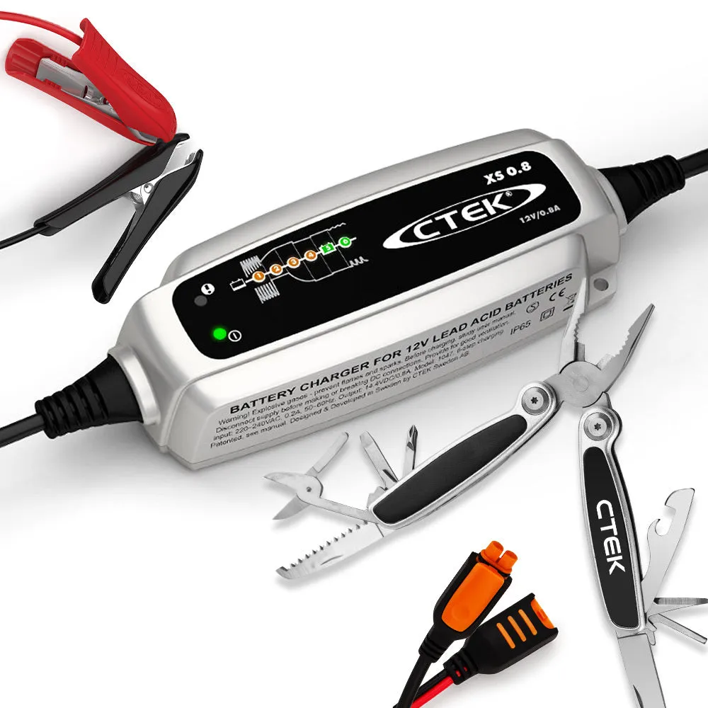 Compact 12V Smart Battery Charger 0.8A, IP65, CTEK