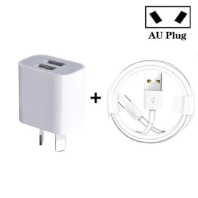 Compact Dual USB Charger with Micro USB Data Cable, AU Plug