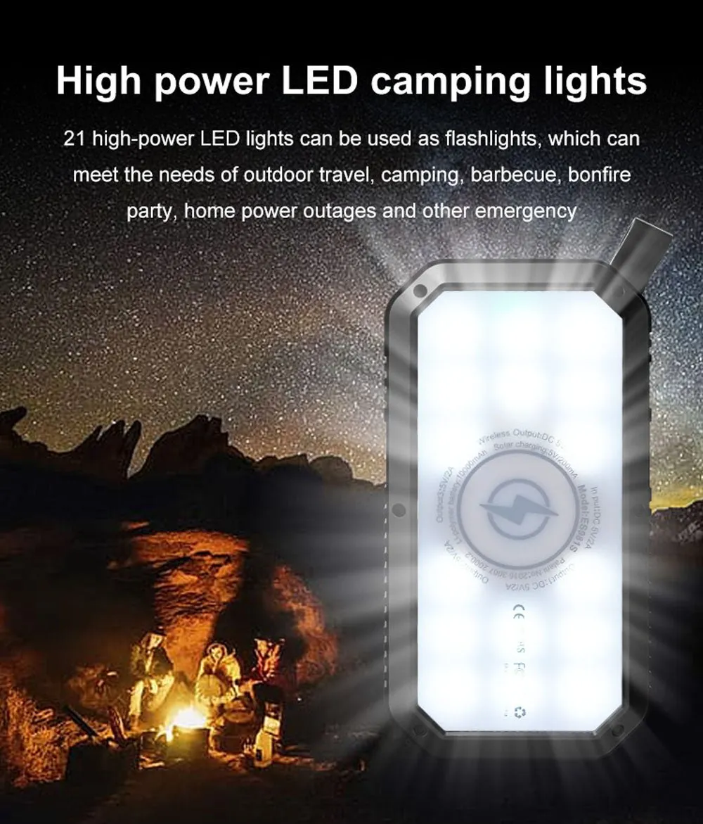 CRONY ES981S-Business Power Bank 20000mAh Solar power bank with LED camping light