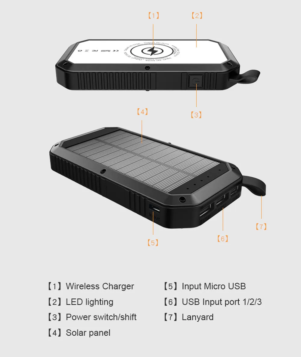 CRONY ES981S-Business Power Bank 20000mAh Solar power bank with LED camping light