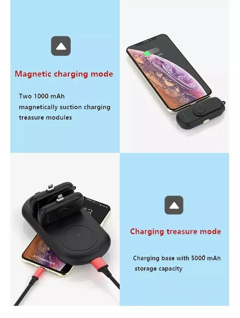 CRONY Magnetic Wireless Charger Power Bank  2PCS 1000mAh & Qi-Certified Wireless Fast Charger