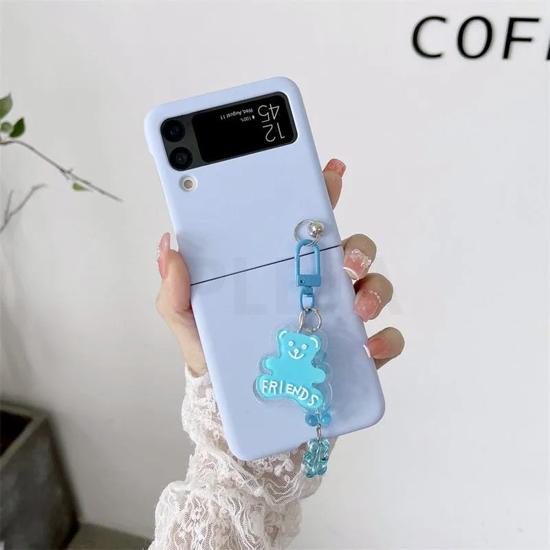 Cute Cartoon Bear Pendant Phone Case For Samsung Galaxy Z Flip 3