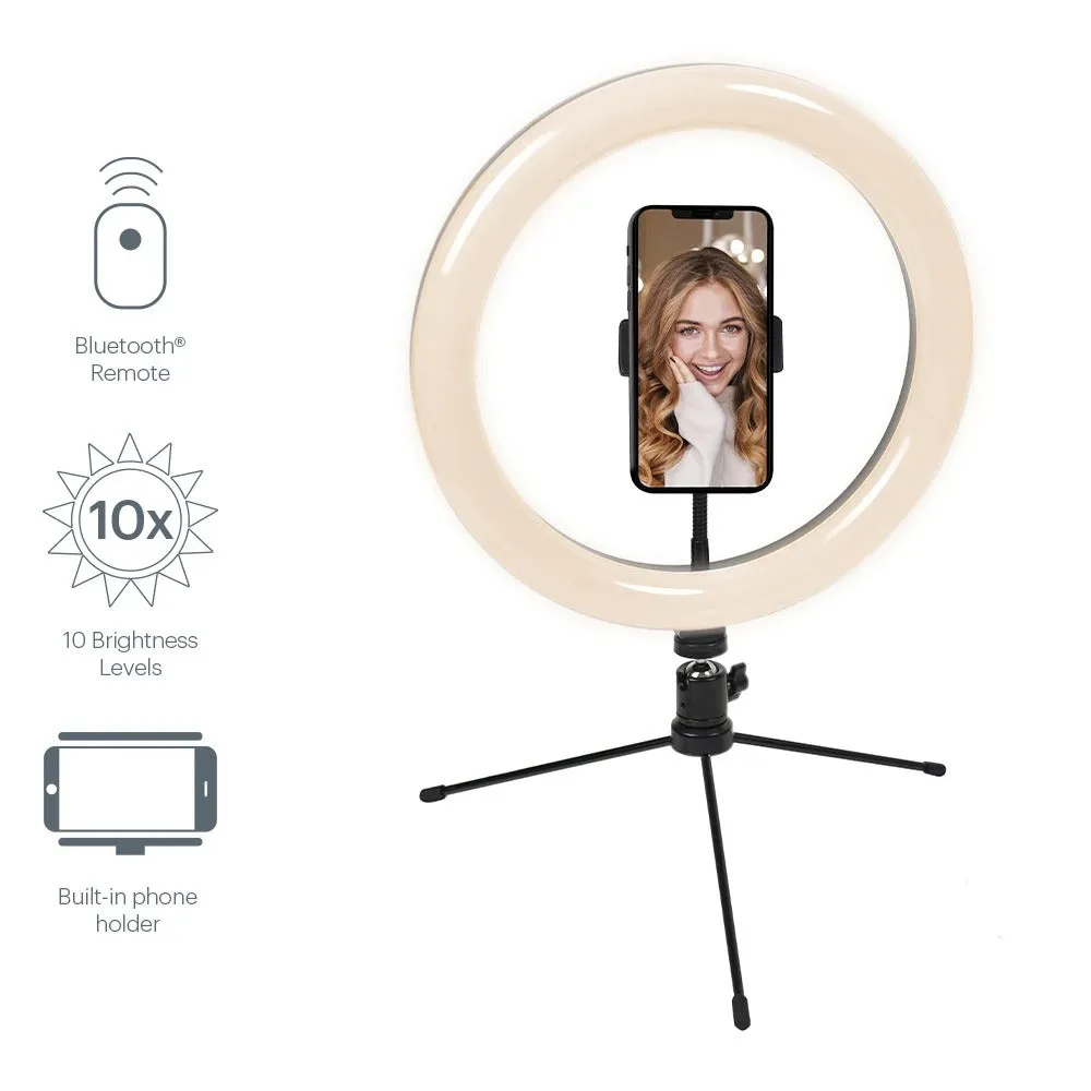 Cygnett V-GLAMOUR 10" Ring Light with Desktop Tripod & Bluetooth Remote