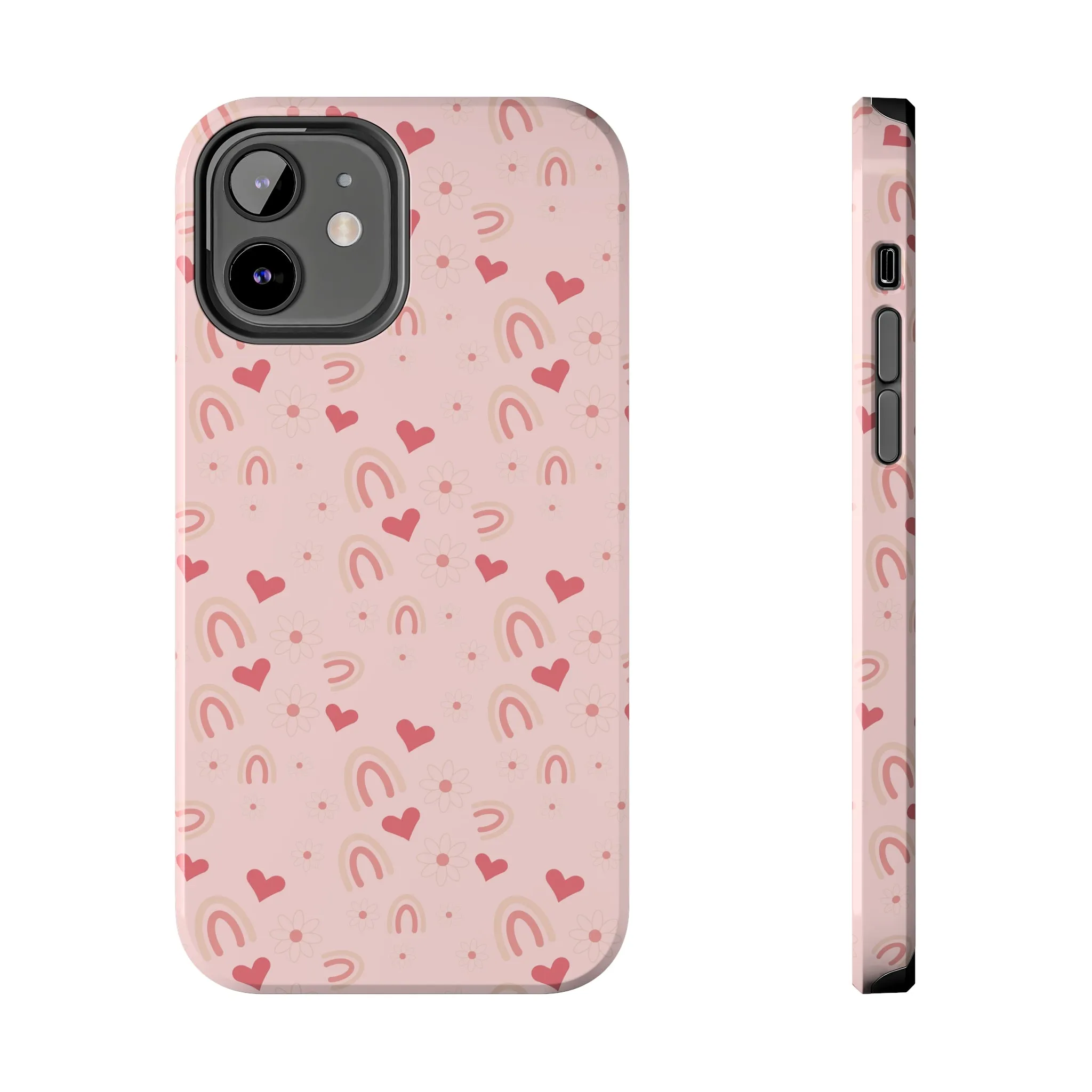 Daisy and Pink Boho2 Rainbow print Design Tough Phone Case compatible with a large variety of iPhone models, Gift, Phone Case