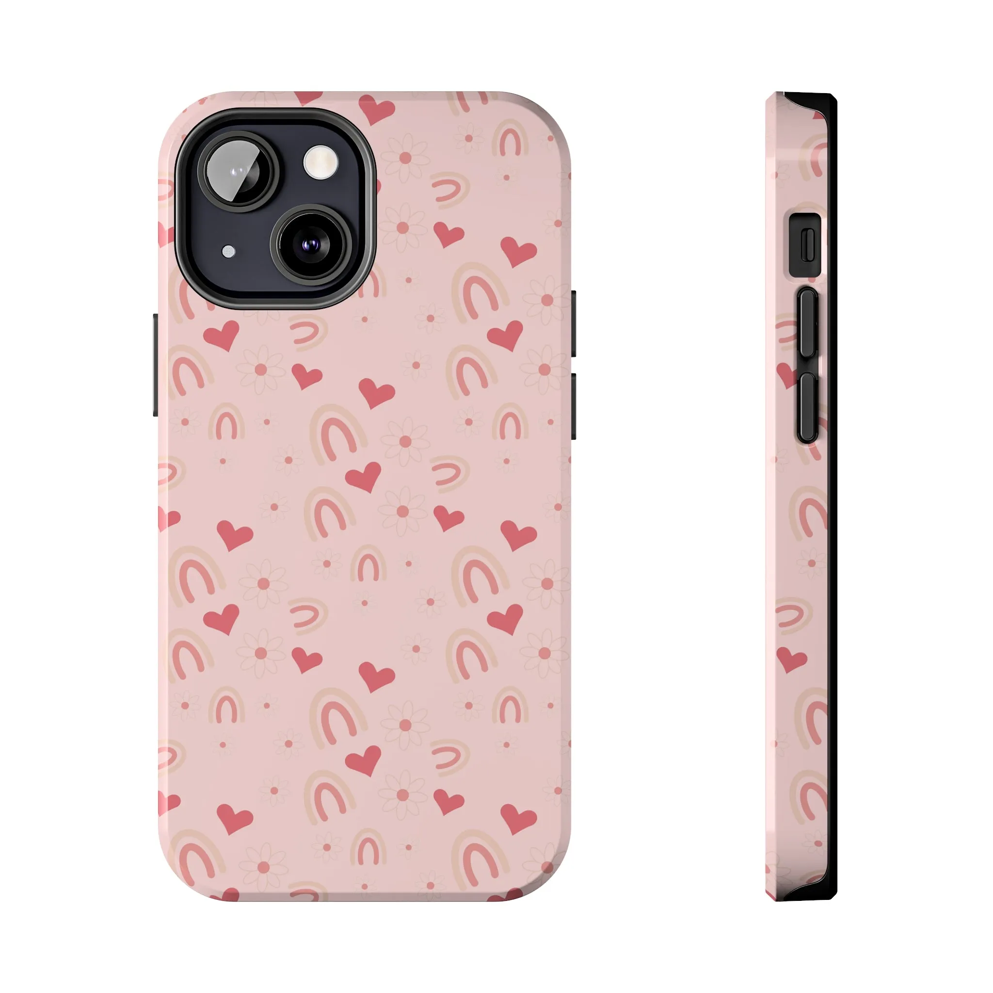 Daisy and Pink Boho2 Rainbow print Design Tough Phone Case compatible with a large variety of iPhone models, Gift, Phone Case