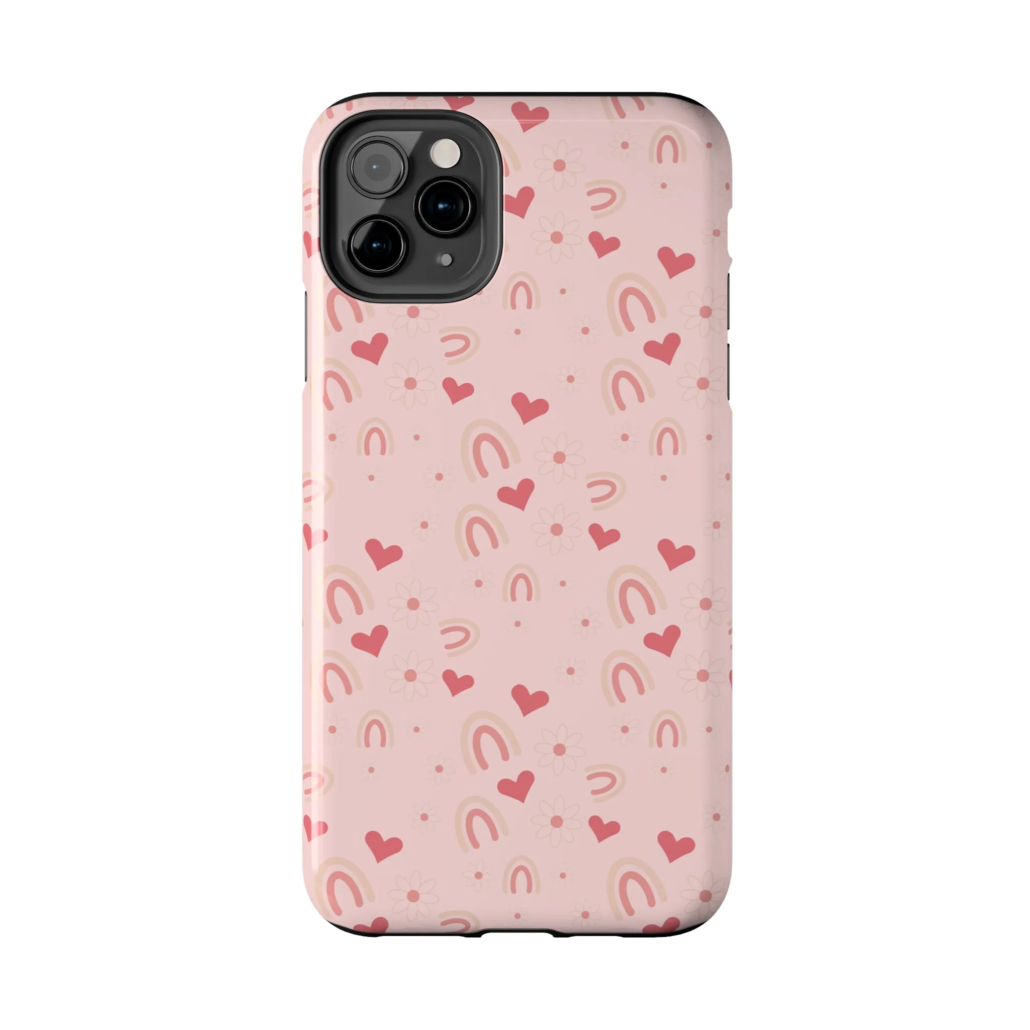 Daisy and Pink Boho2 Rainbow print Design Tough Phone Case compatible with a large variety of iPhone models, Gift, Phone Case