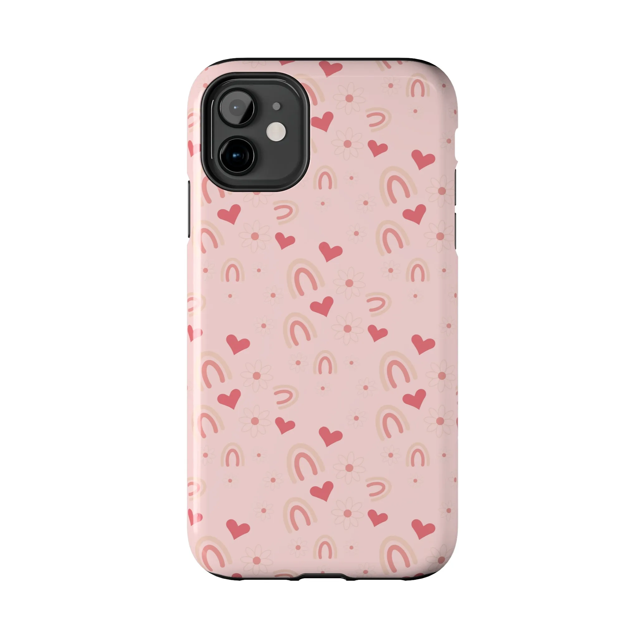 Daisy and Pink Boho2 Rainbow print Design Tough Phone Case compatible with a large variety of iPhone models, Gift, Phone Case