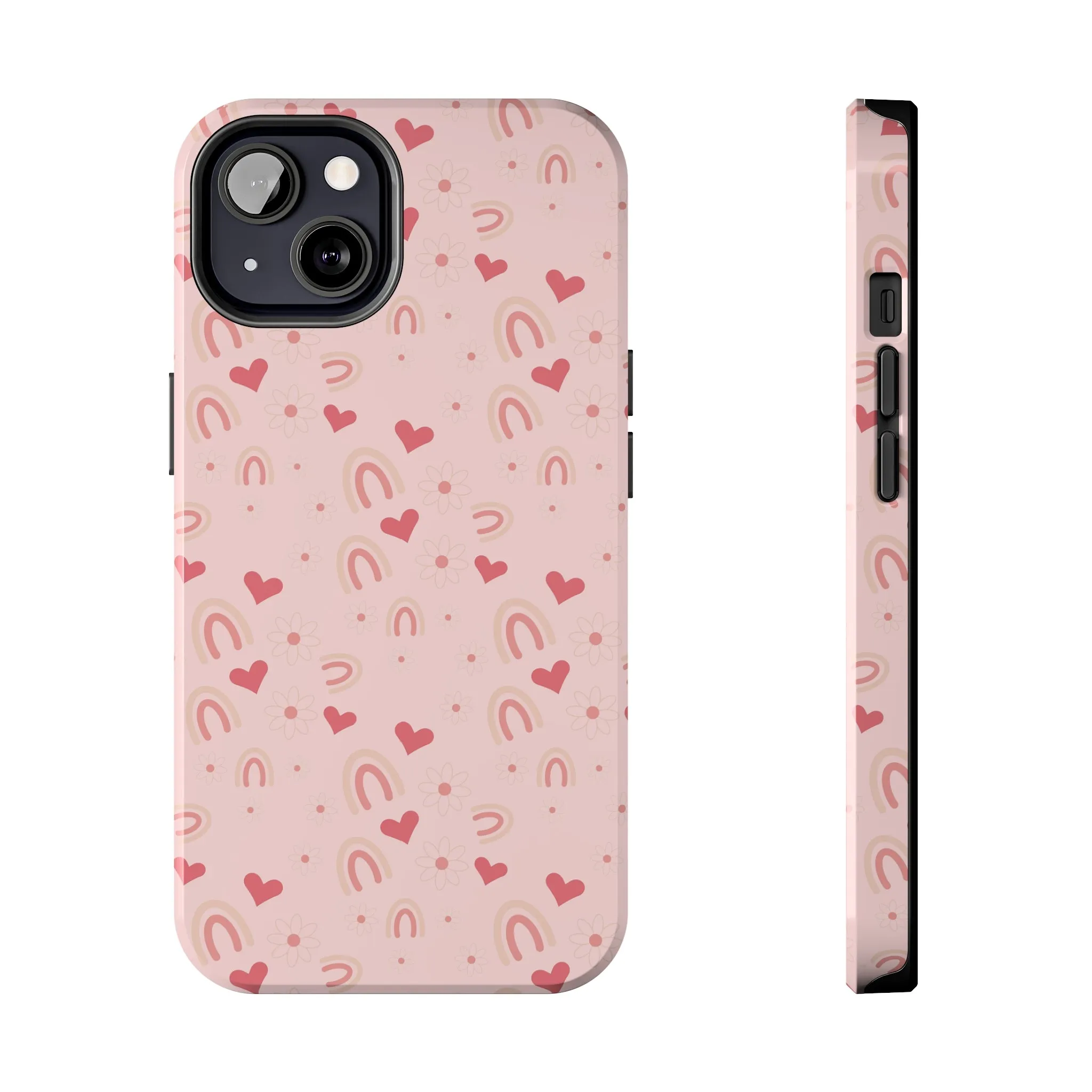 Daisy and Pink Boho2 Rainbow print Design Tough Phone Case compatible with a large variety of iPhone models, Gift, Phone Case