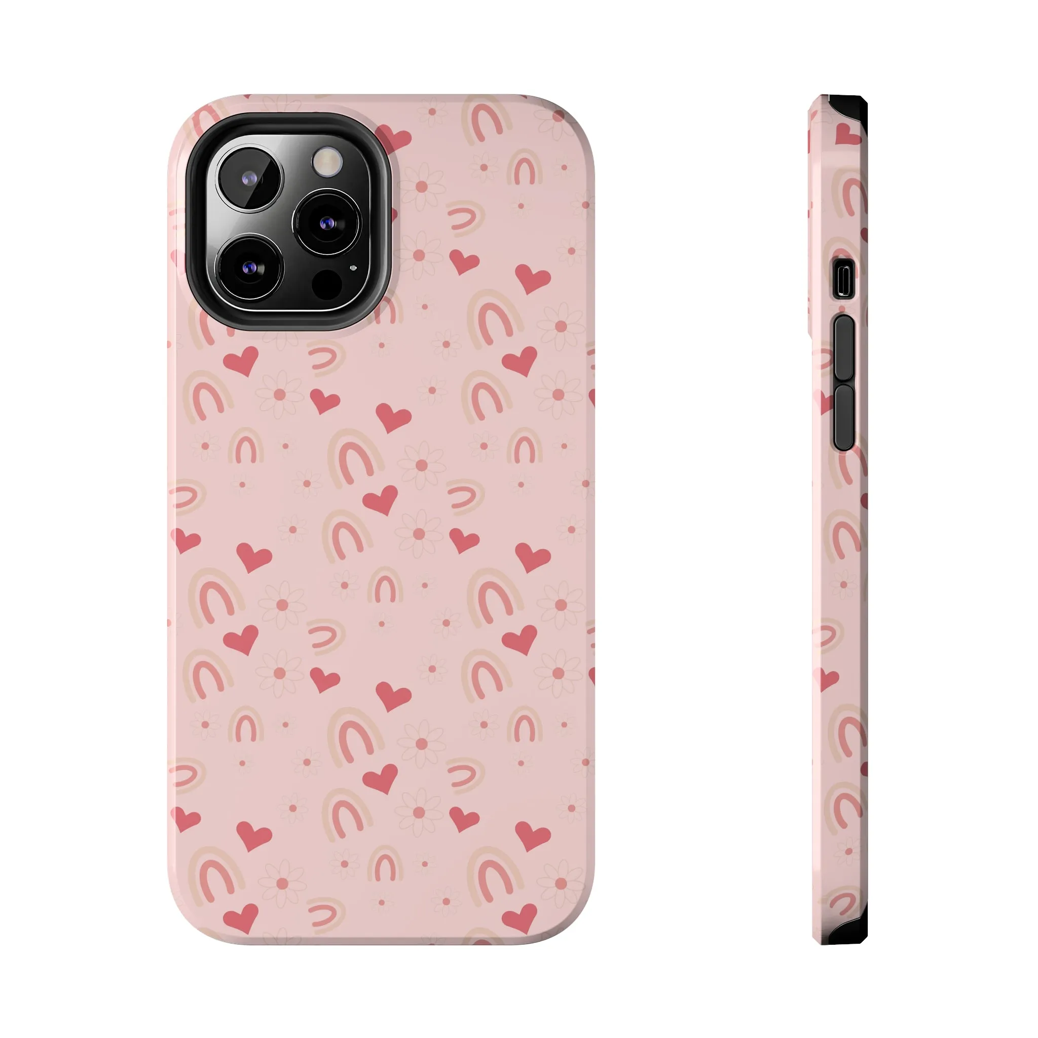 Daisy and Pink Boho2 Rainbow print Design Tough Phone Case compatible with a large variety of iPhone models, Gift, Phone Case