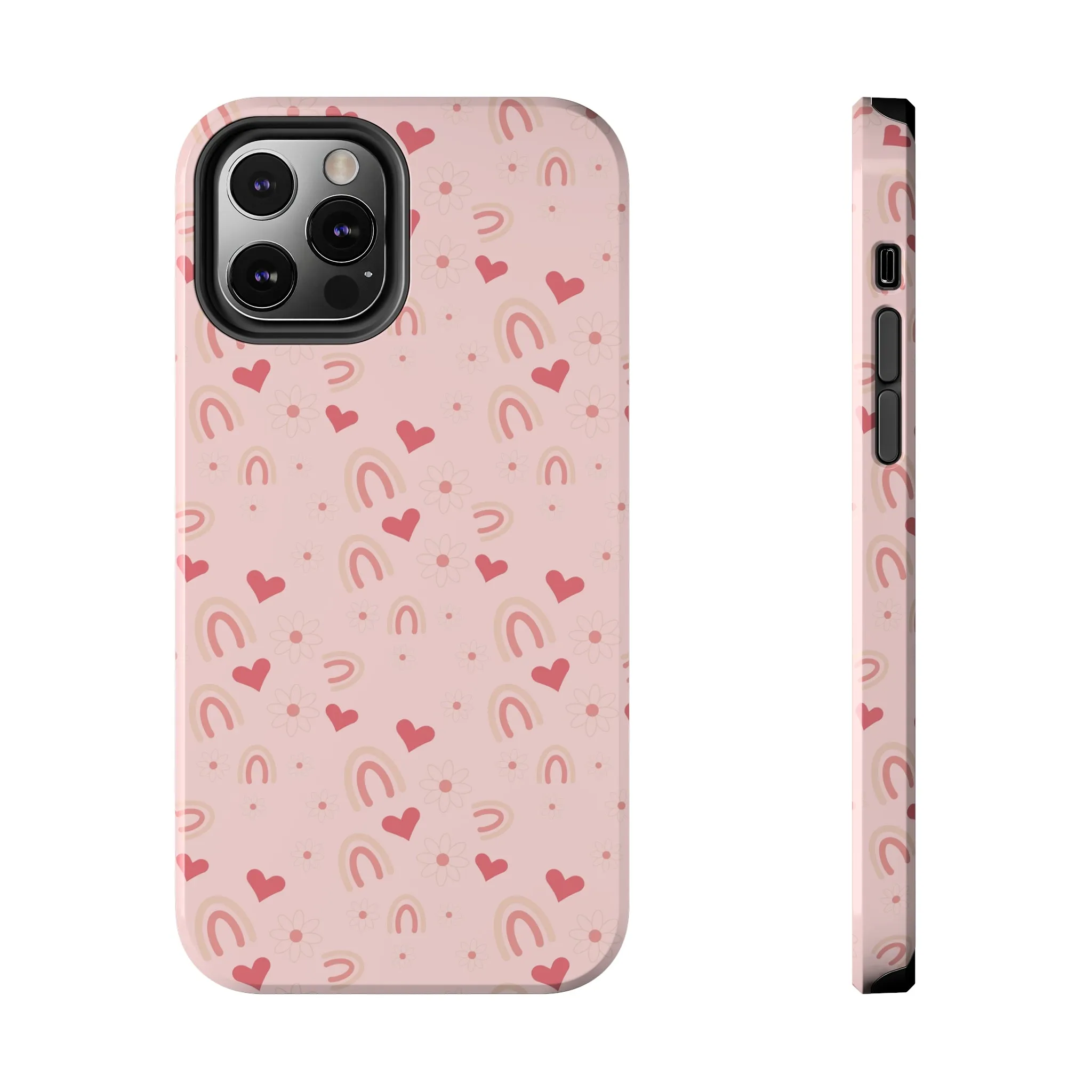 Daisy and Pink Boho2 Rainbow print Design Tough Phone Case compatible with a large variety of iPhone models, Gift, Phone Case