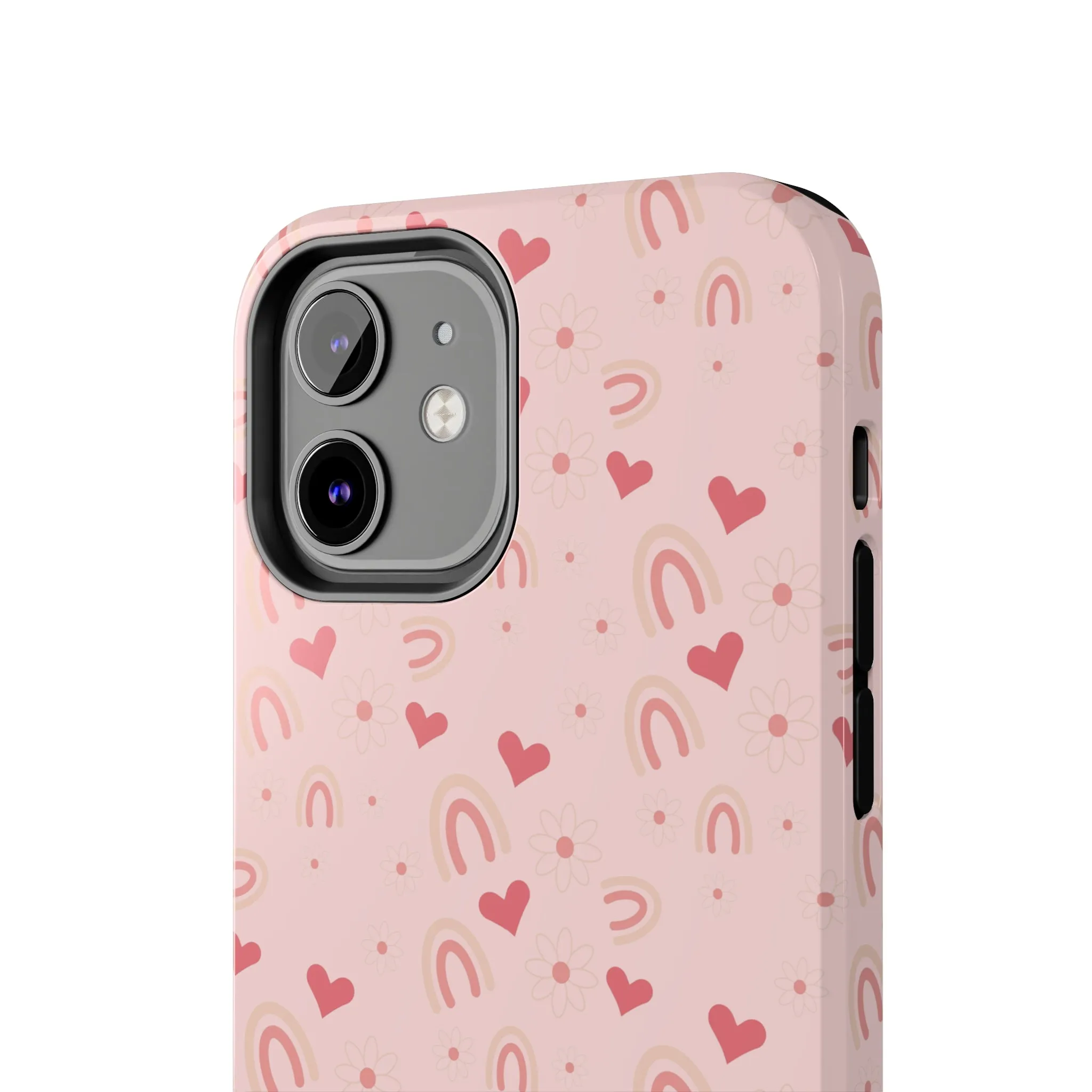 Daisy and Pink Boho2 Rainbow print Design Tough Phone Case compatible with a large variety of iPhone models, Gift, Phone Case